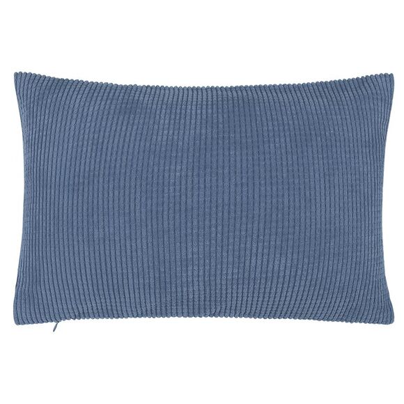 Throw Pillow Cover Corduroy Corn Striped Cushion Cover, Dark Blue 12" x 18" - Picture 1 of 6